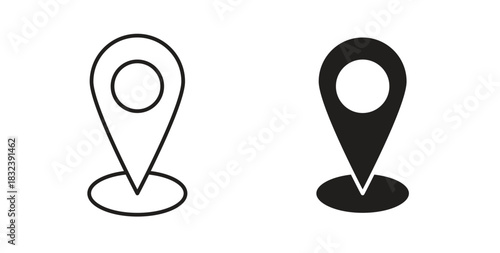 Location pin icon in simple flat trend modern graphic design abstract logotype element