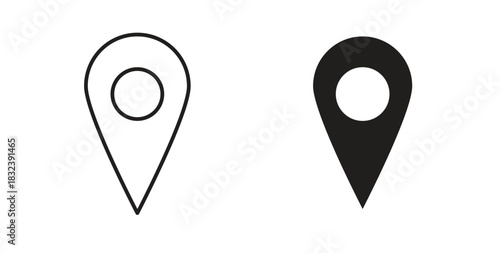 Location pin icon in simple flat trend modern graphic design abstract logotype element