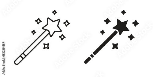 Magic wand icon in simple flat trend modern graphic design abstract logotype element