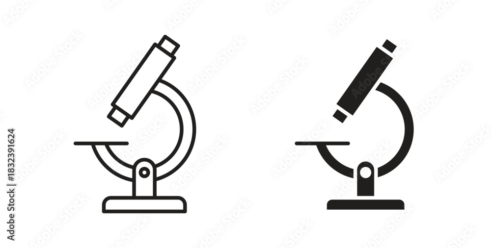 Obraz premium Microscope icon in simple flat trend modern graphic design abstract logotype element