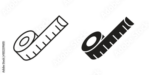 Meter tape icon in simple flat trend modern graphic design abstract logotype element