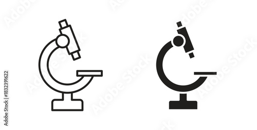 Microscope icon in simple flat trend modern graphic design abstract logotype element