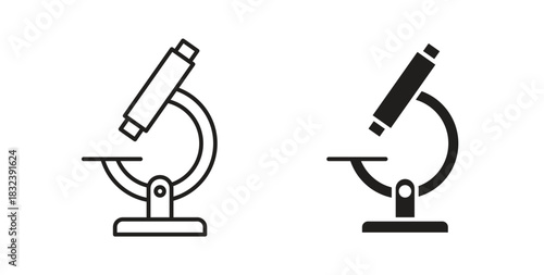 Microscope icon in simple flat trend modern graphic design abstract logotype element