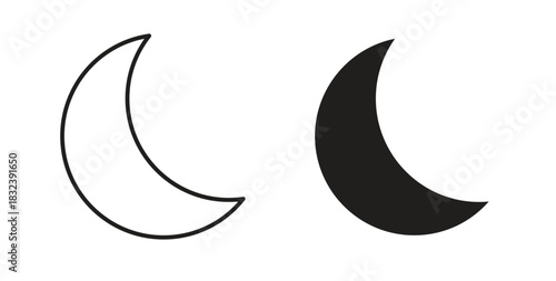 Moon icon in simple flat trend modern graphic design abstract logotype element