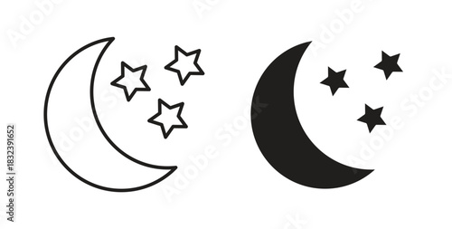 Moon icon in simple flat trend modern graphic design abstract logotype element