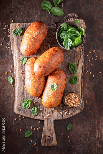 Tasty and fresh spinach bun...