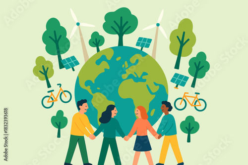 Sustainable world community: embracing eco-friendly practices with renewable energy