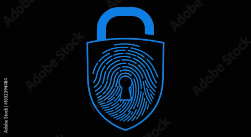 Digital security concept with fingerprint lock for data protection.