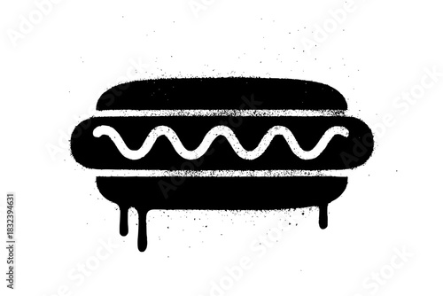 Bold hot dog vector design with dripping sauce for menu designs or food truck branding, originally a scalable graphic