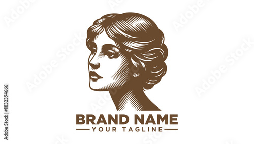 Elegant woman logo vector illustration, vintage art and classic design inspiration