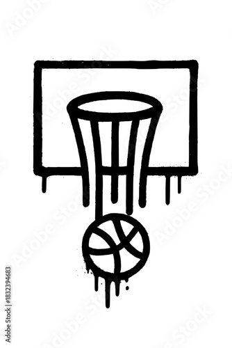 Dynamic basketball hoop with dripping paint effect perfect for urban art and sports designs with a cool street vibe