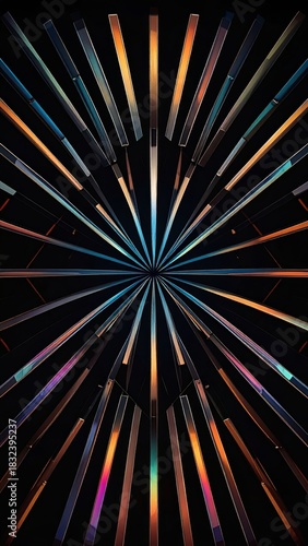 Abstract Iridescent Light Strips Radial Pattern