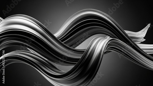 Dynamic Black and White Metallic Swirls