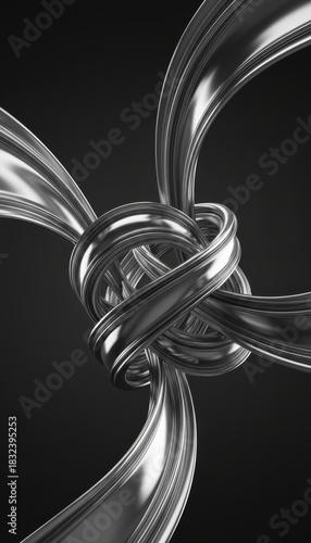 Elegant Glossy Metallic Knot on Dark Background