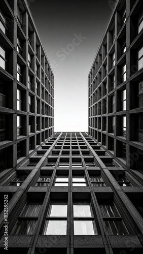 Symmetrical Modern Architecture Looking Up