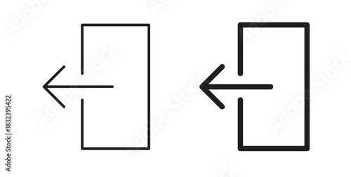 Log out icon in line design and solid black and white colors for designs