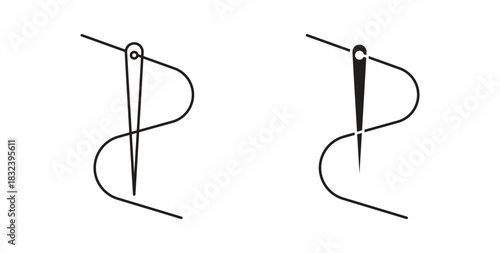 Needle icon in line design and solid black and white colors for designs