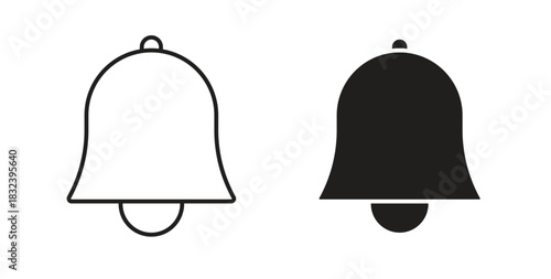 Notification icon in line design and solid black and white colors for designs
