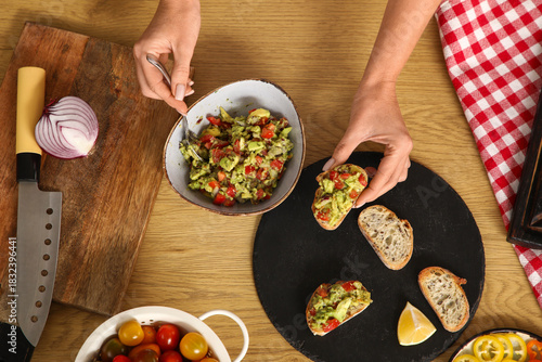 Fresh guacamole preparation...