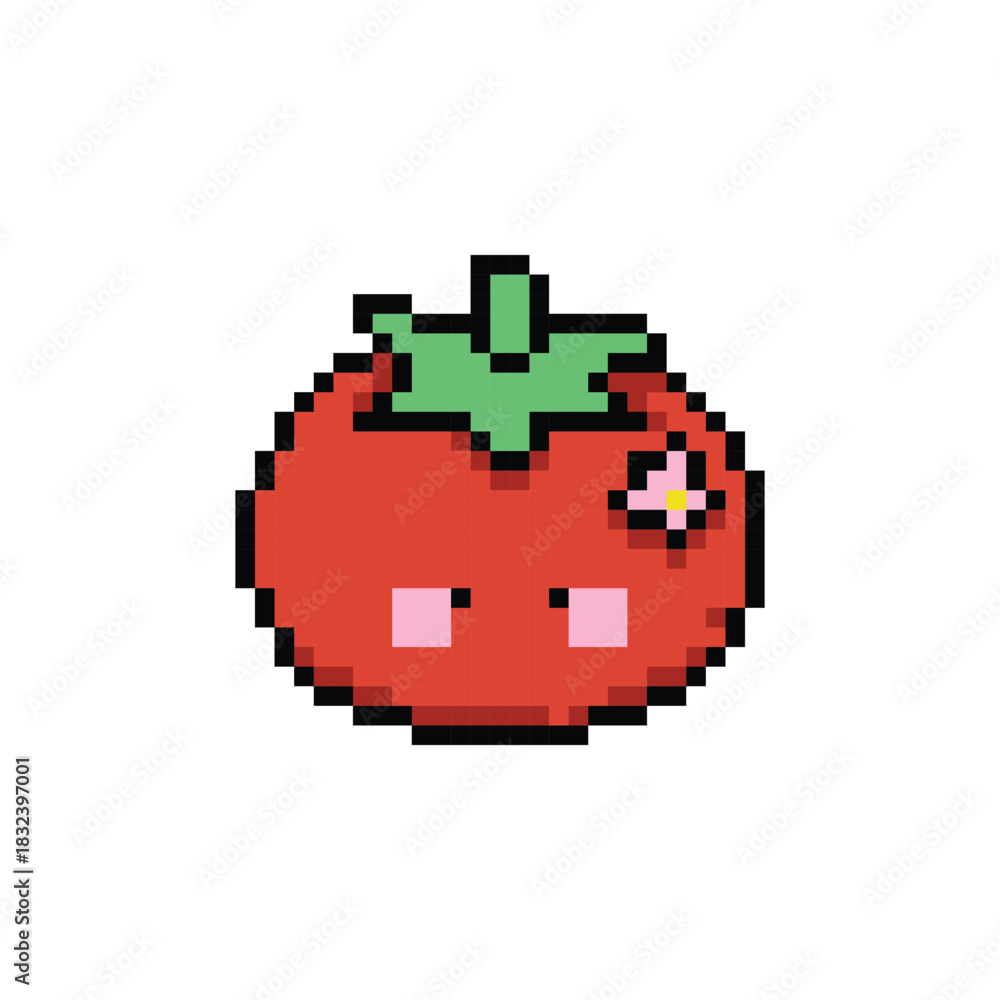 Fototapeta premium Cute tomatoes character illustration pixel art design
