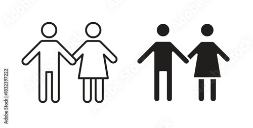 Man and woman icon simple vectors in black, suitable for projects