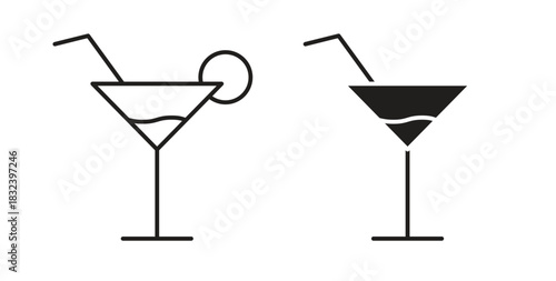 Martini glass icon simple vectors in black, suitable for projects