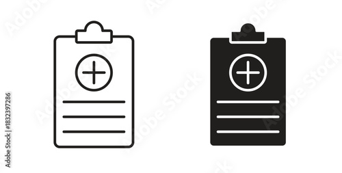 Medical report icon simple vectors in black, suitable for projects