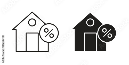 Mortgage icon simple vectors in black, suitable for projects
