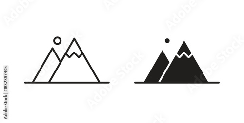 Mountain icon simple vectors in black, suitable for projects