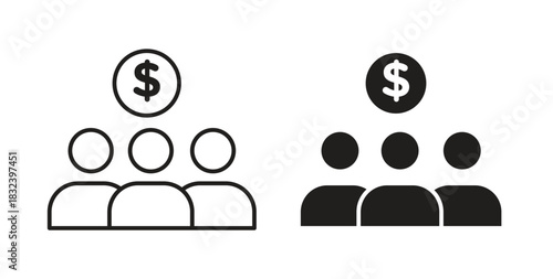Mutual funds icon simple vectors in black, suitable for projects