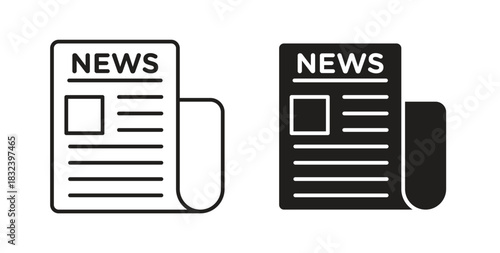 Newspaper icon simple vectors in black, suitable for projects