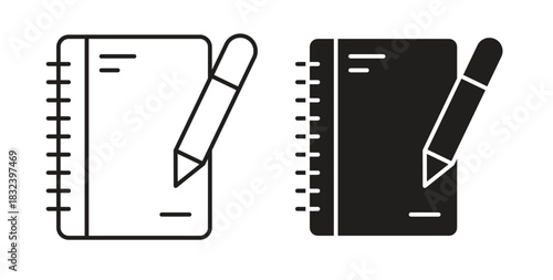 Notebook icon simple vectors in black, suitable for projects