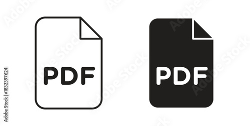PDF file icon simple vectors in black, suitable for projects