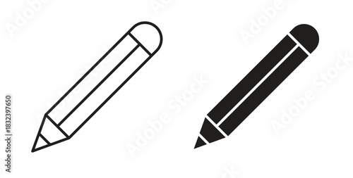 Pencil icon simple vectors in black, suitable for projects