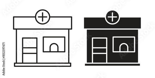 Pharmacy icon simple vectors in black, suitable for projects