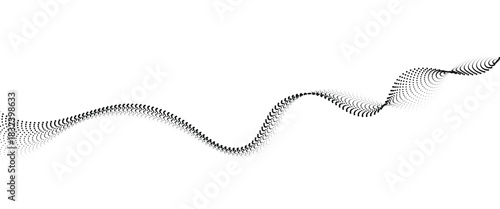 Flowing Dot Wave halftone gradient pattern on transparent background	