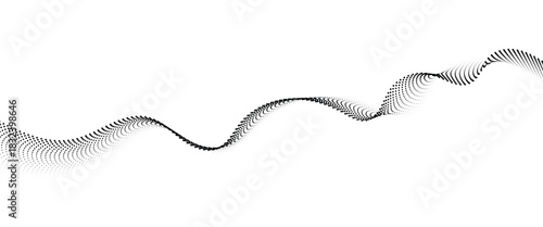 Flowing Dot Wave halftone gradient pattern on transparent background	