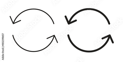 Repeat icon simple vectors in black, suitable for projects