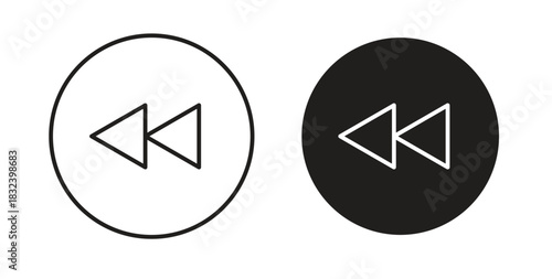 Rewind button icon simple vectors in black, suitable for projects
