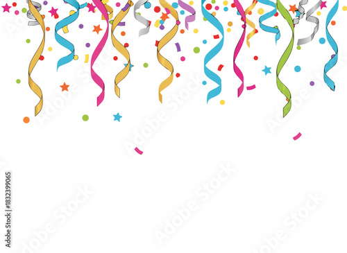 Colorful Confetti and Streamers Falling Against a Black Background Celebration Party Event Festive Atmosphere