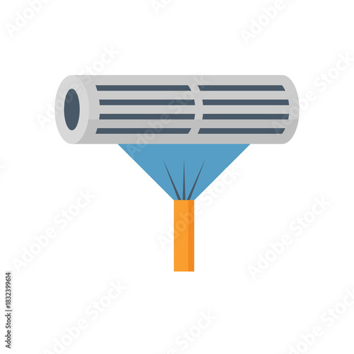 Squirrel fan cleaning vector icon, water spray used to wash dust and contaminants from fan blades. HVAC maintenance for airflow,  efficiency, cleaner air quality and disease prevention.