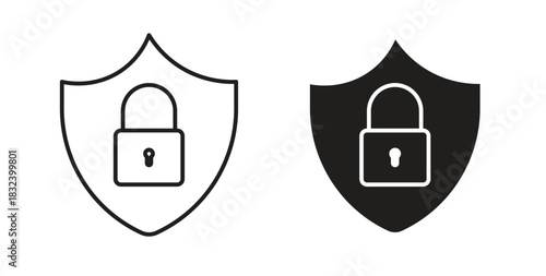 Security lock icon simple vectors in black, suitable for projects