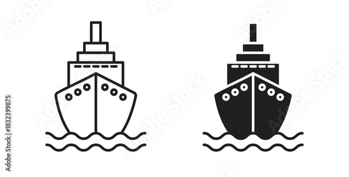 Ship icon simple vectors in black, suitable for projects