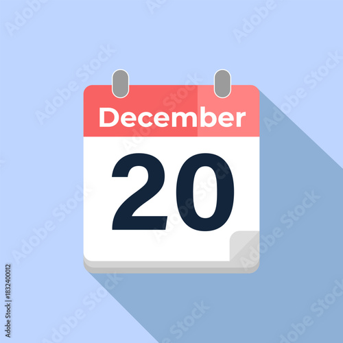 December 20 Vector Calendar
Modern flat color vector calendar with date