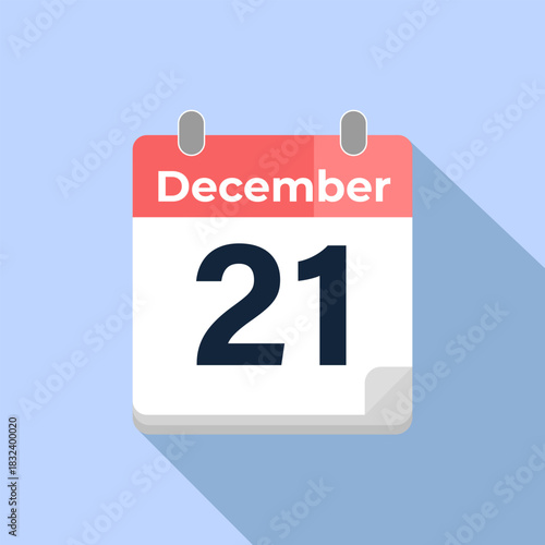 December 21 Vector Calendar
Modern flat color vector calendar with date