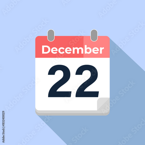 December 22 Vector Calendar
Modern flat color vector calendar with date
