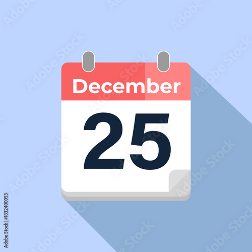 December 25 Vector Calendar
Modern flat color vector calendar with date