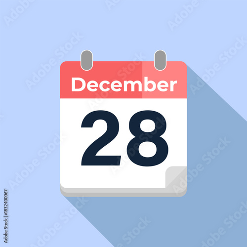 December 28 Vector Calendar
Modern flat color vector calendar with date