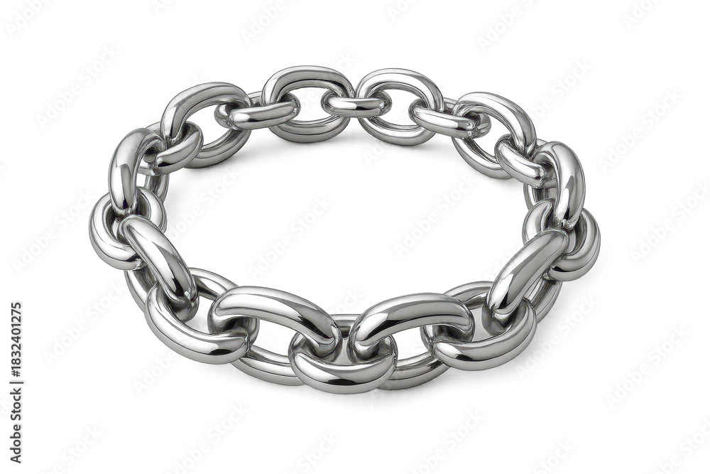 Fototapeta premium Polished silver chain bracelet, luxury fashion isolated on transparent background.