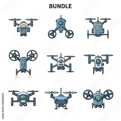 Bundle of Unique Drone Designs for Technology and Innovation Concepts.